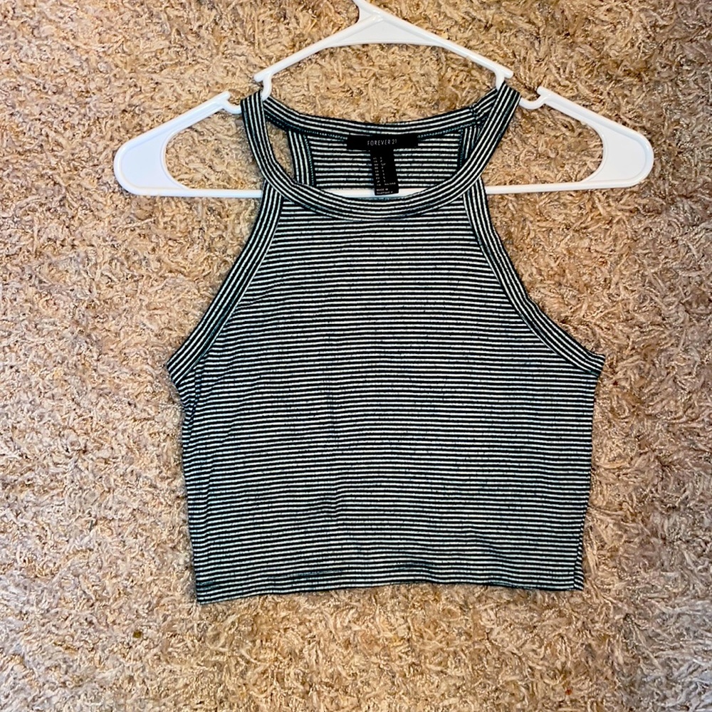 Forever 21 Green Striped Tank Top